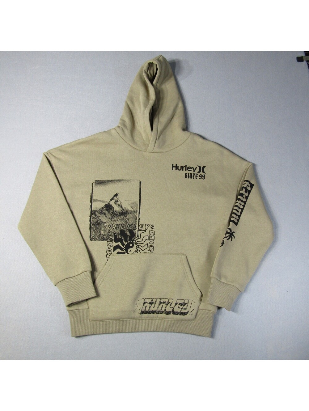 NWT Hurley Oversized Graphic Pullover Hoodie Boy's M Brown